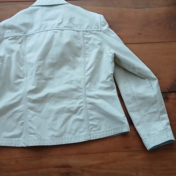 Vtg LL Bean Womens Field Full Zip Cotton Jacket Size L Beige Teal . - Picture 6 of 10